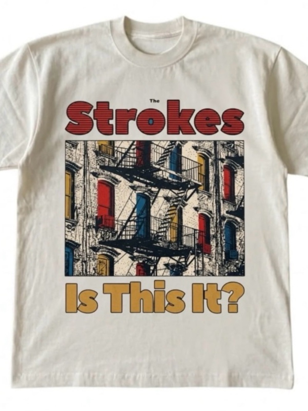 Gildan Cream The Strokes 'Is This It?' Graphic Tee